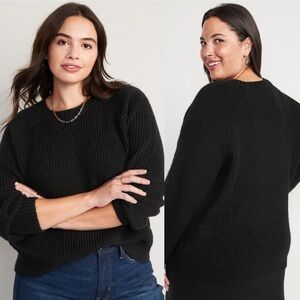 Old Navy Wool Blend Cozy Pullover Sweater Black Womens Size 3X NWT Crew Neck NEW